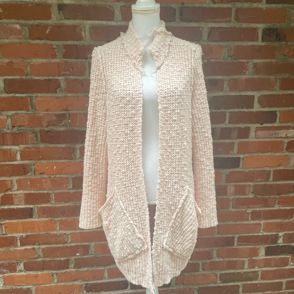 Free People Waterfront Cardigan Sweater Size Medium M Peach Open Front - Picture 3 of 10